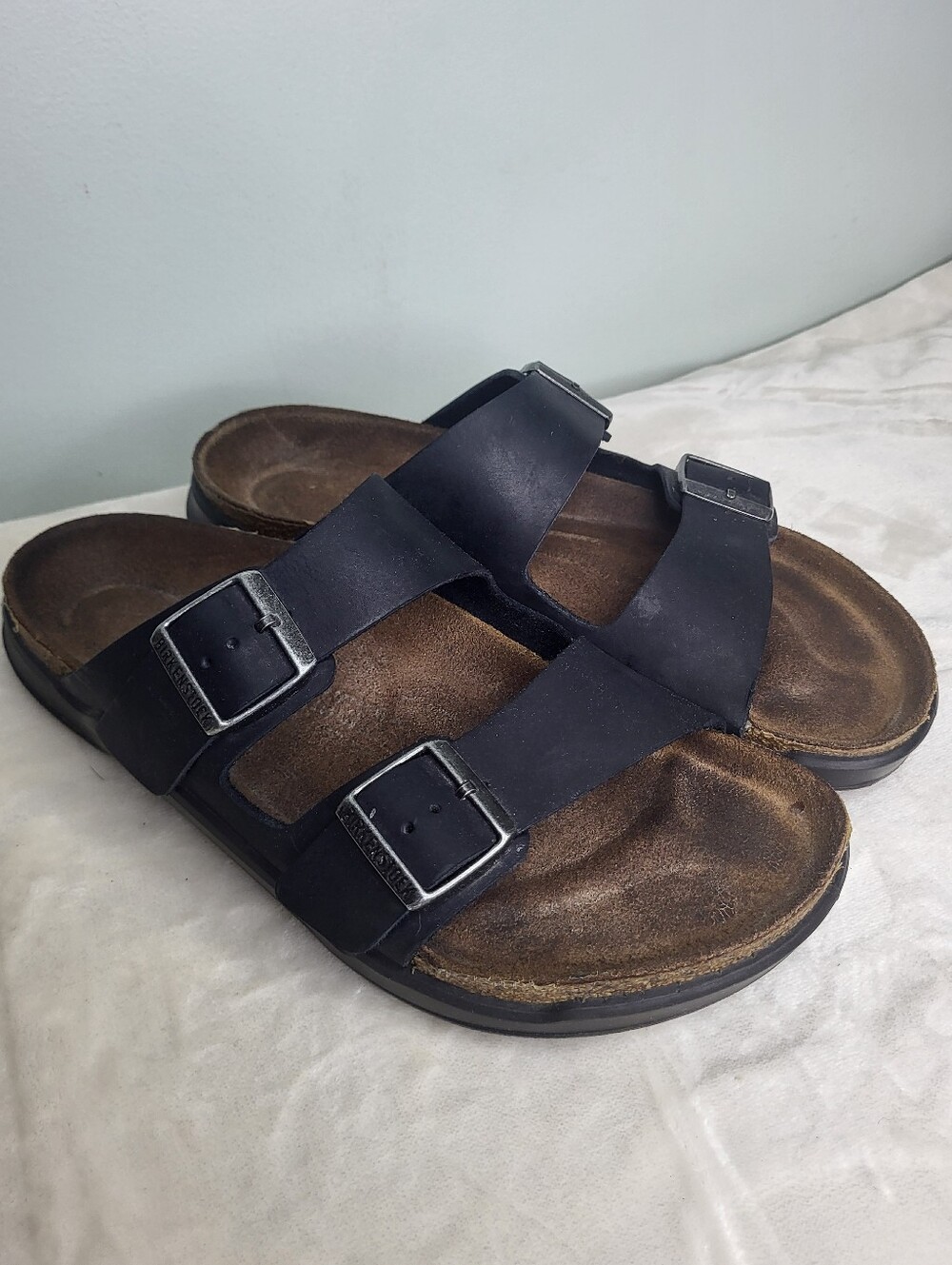 Birkenstock Black Double-Buckle Slide Sandals. Size 41